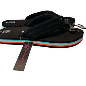 Sandals Platform Thong Toe Terry Cloth Foam Stripe Flip Flop Comfy Coral Teal 11
